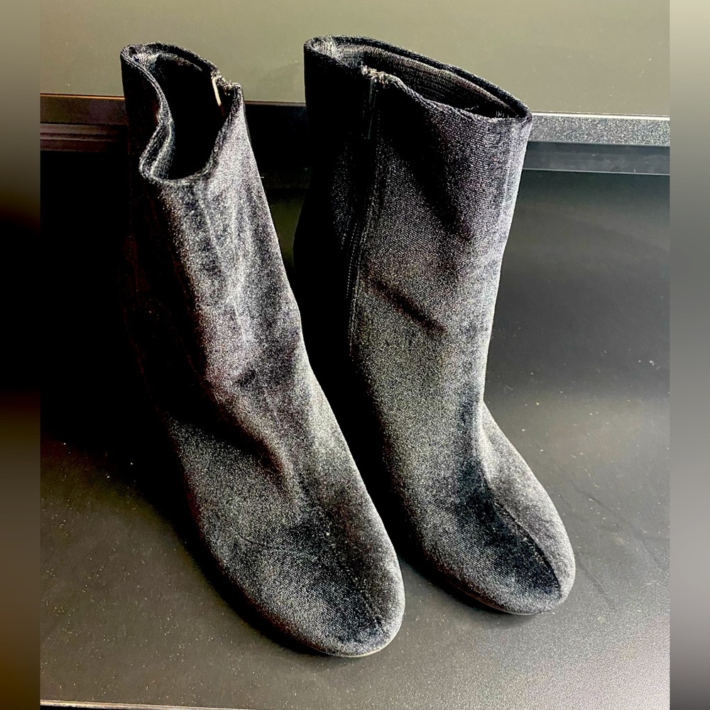 Black velvet boots